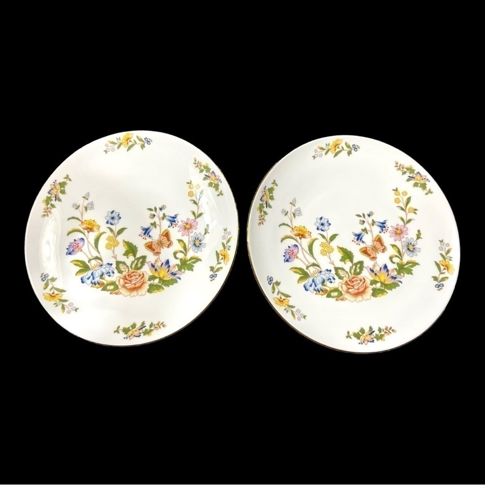 JOHN AYNSLEY, COTTAGE GARDEN, 2-8 1/2” BONE CHINA PLATES.